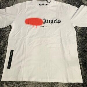 Palm Angels Paris Sprayed Red on White T-Shirt Men’s Size Large